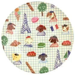 RICE Melamin Kinderteller Kids in Paris, Blau – Ø 20 cm