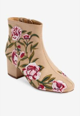 Women's The Sidney Bootie by Comfortview in Beige Embroidery (Size 12 M)