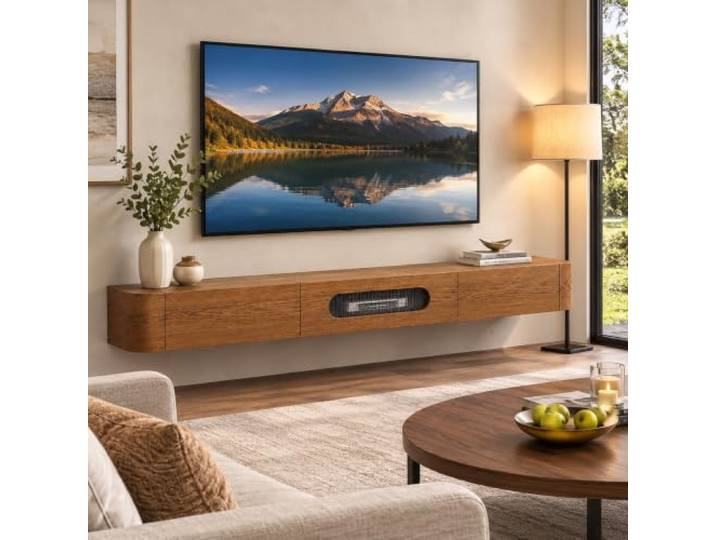 XRRJFYH TV Board Hängend Lowboard, TV Schrank Wandmontage Mit Schubladen, Fernsehtisch Holz Modern für Wohnzimmer, Hängendes TV Cabinet(Brown,160cm/63in)
