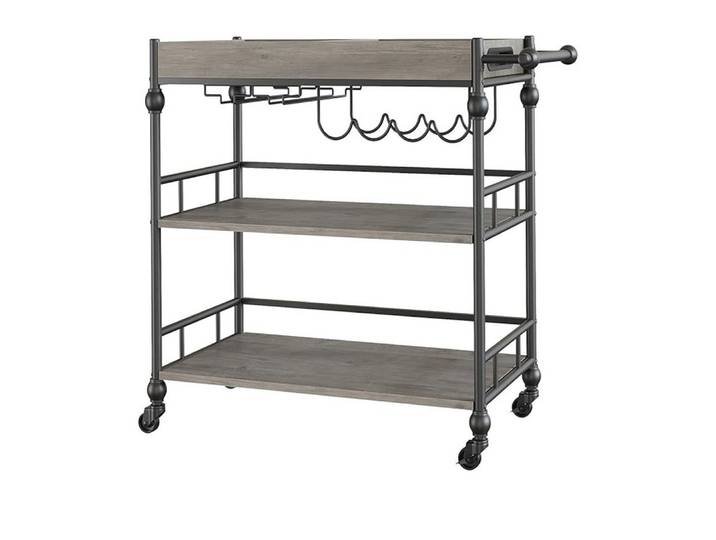 GarveeMore Servierwagen Bar Cart mit Rädern 3-Tier Rolling Servierwagen mit Weinregal