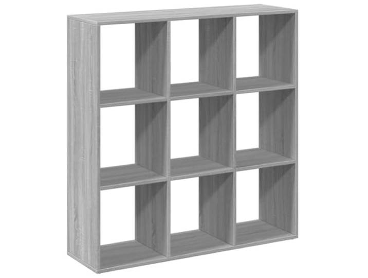 Raumteiler Grau Sonoma 102 x 29 x 103,5 cm Verbundholz 9 Würfelfächer, vertikale oder horizontale Bodenmontage, Wandbefestigung inklusive, Dübelschrauben nicht im Lieferumfang