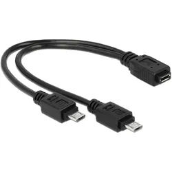DELOCK USB Kabel micro B -> 2x micro B Bu/St 0.20m sw