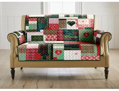 Holiday Patchwork Loveseat Protector by BrylaneHome in Holiday Patchwork