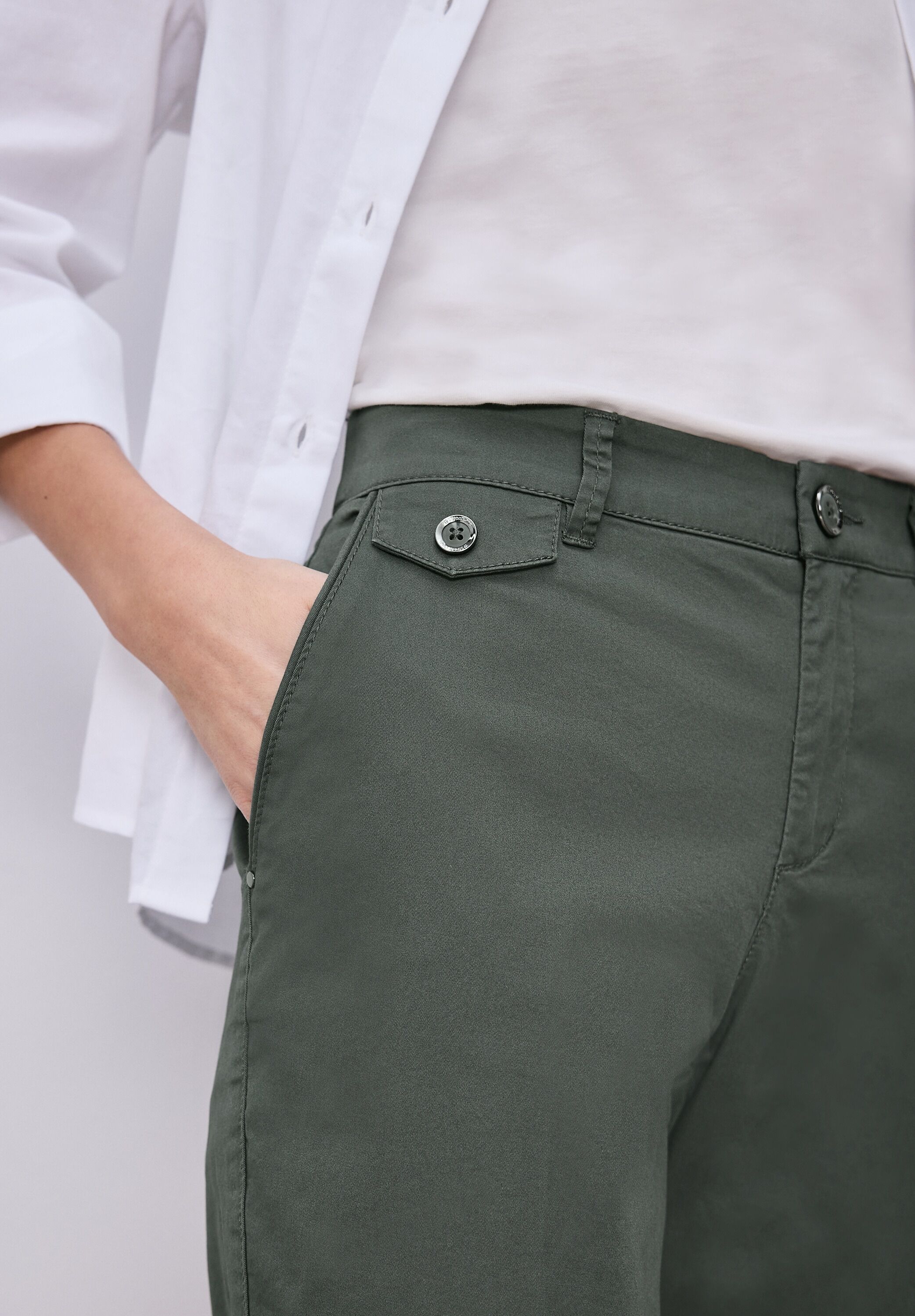 Chinohose STREET ONE, Damen, Gr. 40, Länge 28, grün (cilantro grün), Web, Obermaterial: 97% Baumwolle, 3% Elasthan. Futter: 100% Polyester, unifarben, regular fit lang, Hosen Chinohose, aus Twillstoff cilantro grün 40, Länge 28