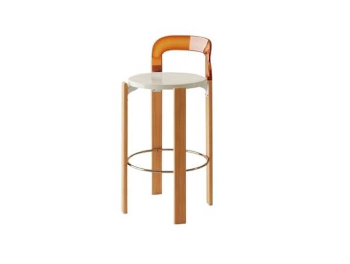 VNCdfhETs Barstuhl Minimalistischer Barhocker Aus Holz Mit Rückenlehne for Restaurants Barhocker(Orange)