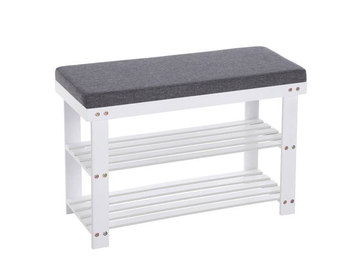 Schuhregal, Weiß, Eschefarben, Naturmaterialien, 71x49x29 cm, Garderobe, Schuhaufbewahrung, Schuhregale