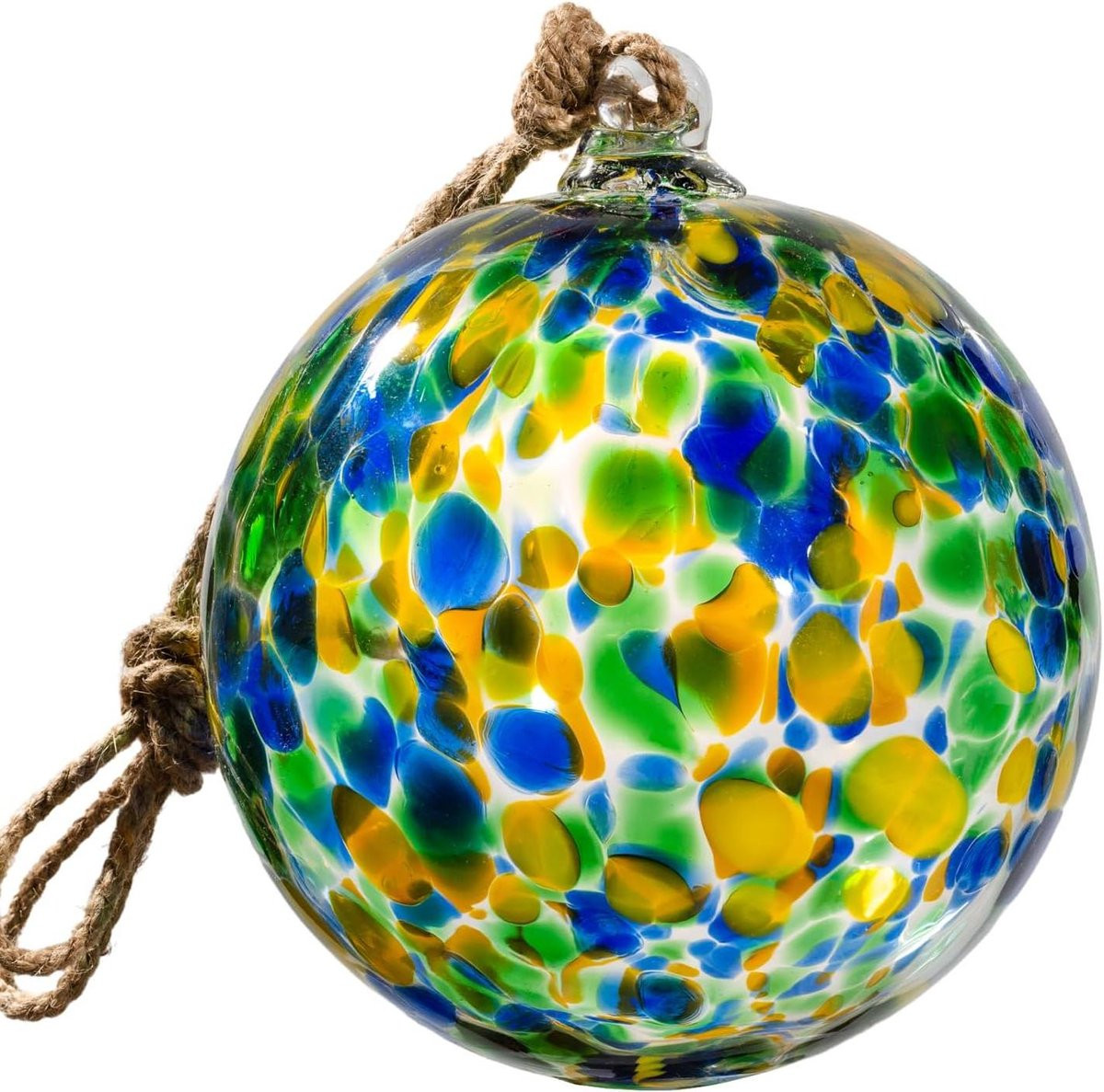 Handgeblazen Glazen Bol Blauwgroen - Decoratieve Hangende Bol voor Buiten - 18 cm