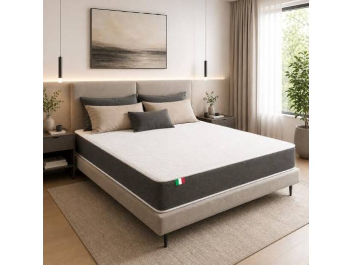 Comfy Line Essential Matratze aus Memory-Schaum, für Kingsize-Betten, 180 x Matratze aus Memory-Schaum, halbstarr, wendbar, mit weicher Seite und fester Seite. Anti-Milben-Stoff, antiallergisch