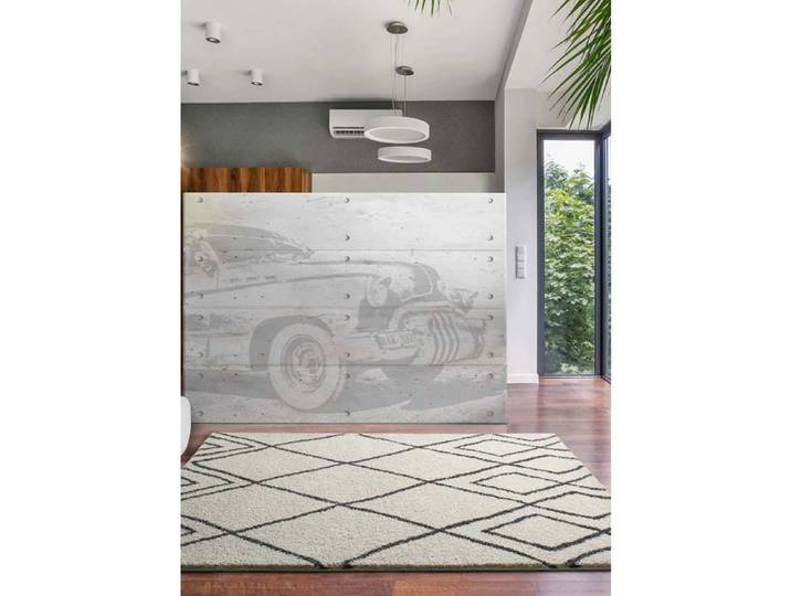 Tapis ATTICGO shaggy ethnique 133 x 190 cm ATLAS 8637 blanc