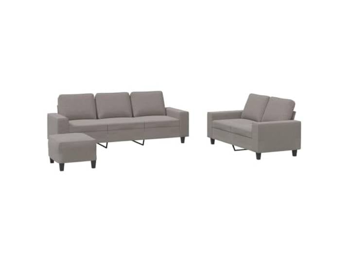 KUTYWEXFM 3-tlg. Sofagarnitur mit Hocker Stoff Taupe Couch Set Elegantes Design für dein Wohnzimmer: Weich gepolsterte Sitzflächen und flexibler Fußhocker für maximale Entspannung.