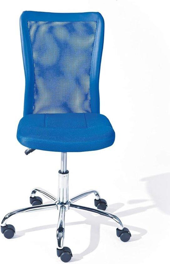 Famanu ergonomische bureaustoel met verstelbare rugleuning en lendensteun, blauw/zilver
