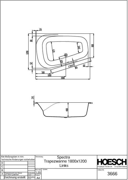 Hoesch 3666.010 BW Spectra 1800x1200 links weiß