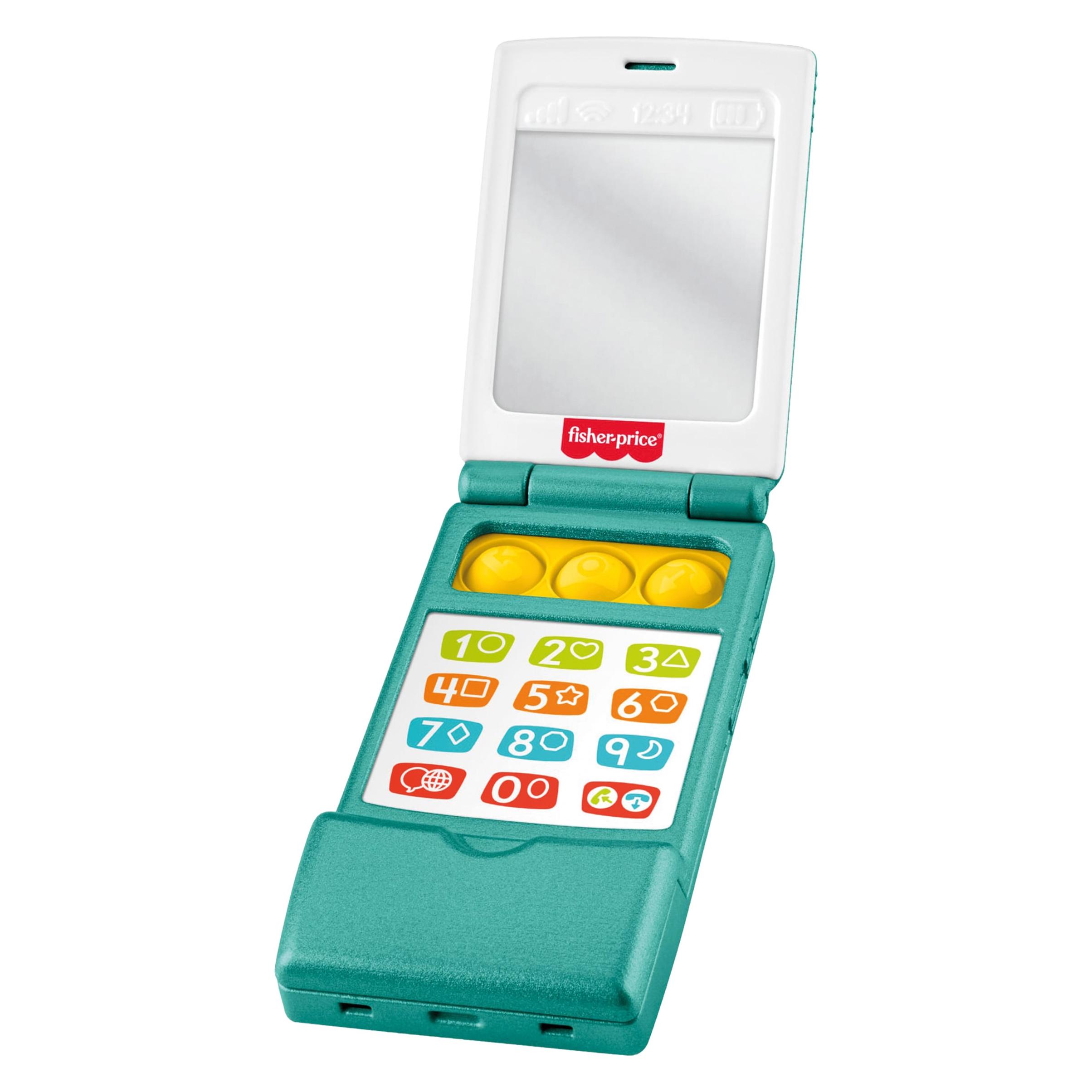 Fisher-Price Lernspass Flip Phone (D, F, E, I, DU) (Deutsch, Englisch, Französisch, Italienisch, 0.50 - 3 Jahre) (JMM31)