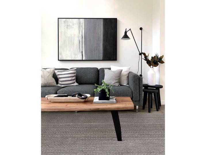 Tapis de Jute Granada HAMID 100% Fibre de Jute Naturelle Couleur Gris Moquette Douce Tissé à la Main Salon Chambre (170x120cm)