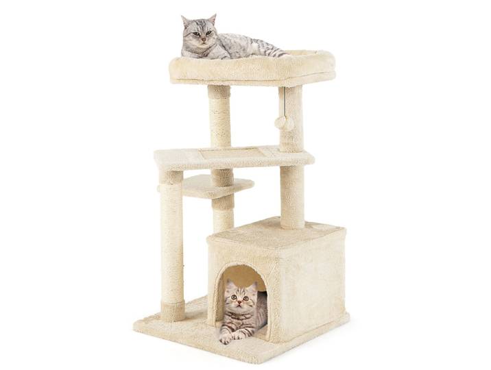 Kratzenboom Klein 85cm Kattenboom met Kattenhol & Zachte Zitting Beige
