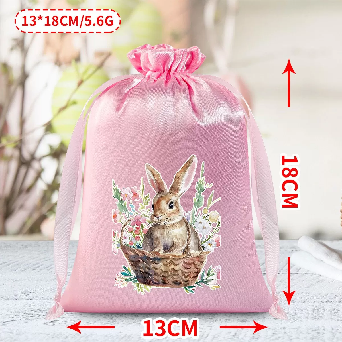 INF 10er Set Oster-Süßigkeitstüten – Geschenktüten aus Seide mit Kordelzug für Ostergeschenke & Leckereien Rosa