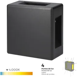 Wandleuchte Led 6W 130Lm 4000K Tageslicht Quadratisch Ip65 12X12X5Cm 4 Projektionen Edm