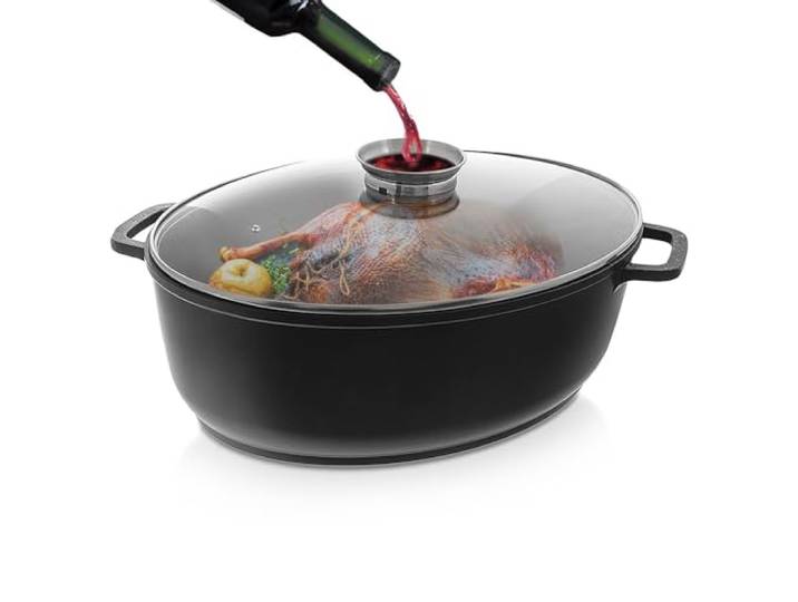 orion group Granit-Bräter mit Deckel, ovaler Schwanenhals, Grande 12 l 43,5 x 33,5 cm
