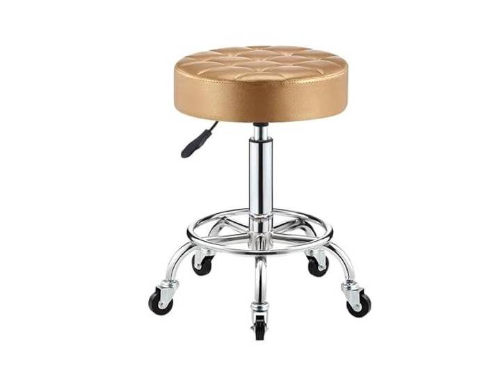 HANELREEZD Runde Rollhocker mit hydraulischer Fußstütze bürohocker Metallhocker höhenverstellbar, for Home Office Shop