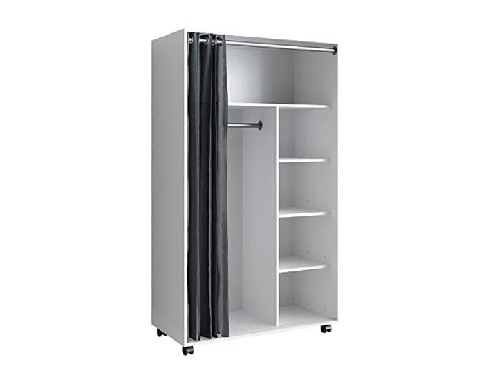 Vicco Kleiderschrank Doros , Weiß 100 x 168 cm mit Rollen, zur flexiblen Aufbewahrung von Kleidung und Accessoires