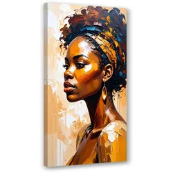 LEINWANDBILD Glamouröses Porträt einer afrikanischen Frau 40x80cm