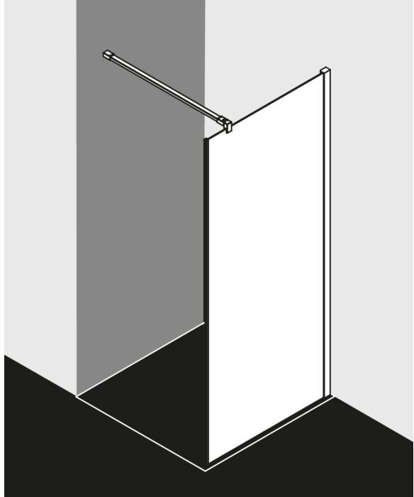 Kermi Tusca Seitenwand mit Wandprofil TUTWP09320VAK 90x200cm, silber hochglanz, ESG klar, auf Duschplatz