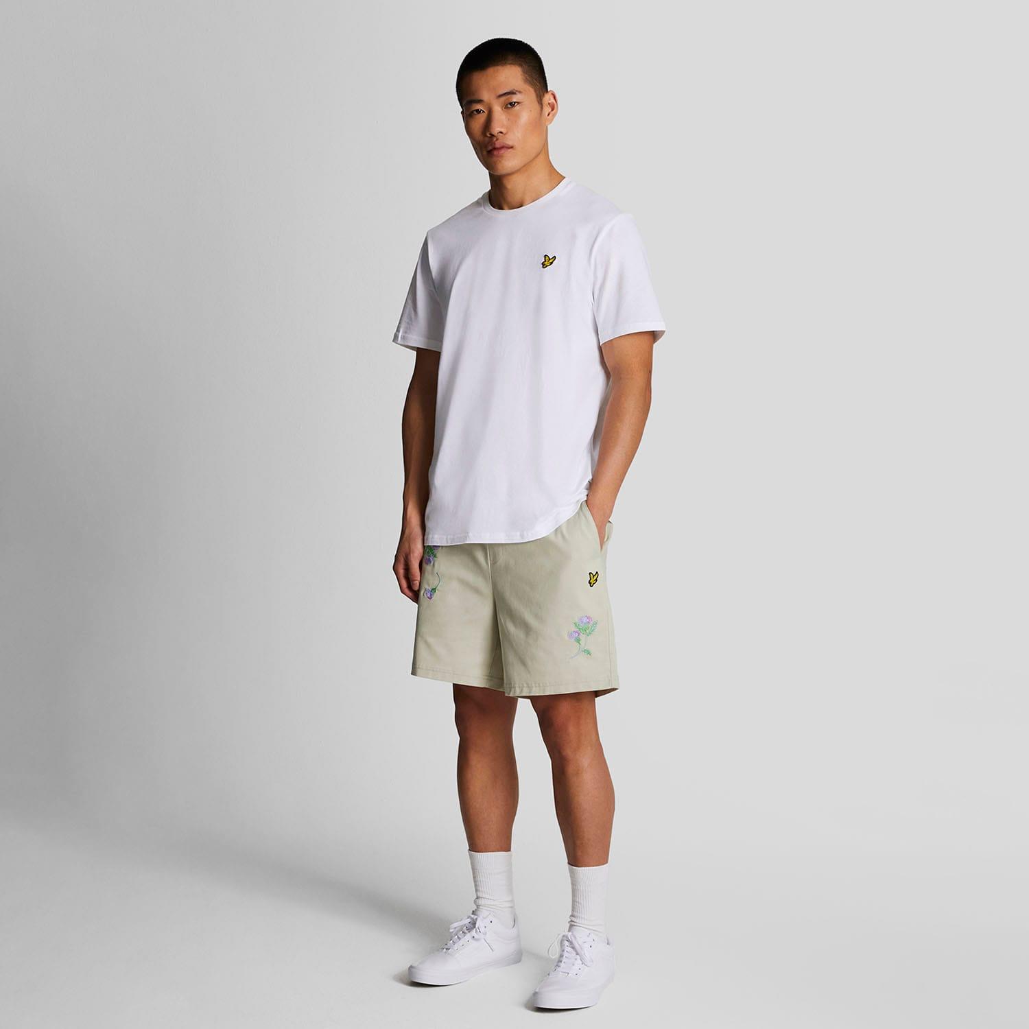 Herenbroek Lyle And Scott Thistle Club geborduurd in crème