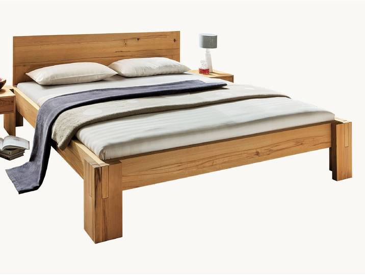 Massivholzbett Salerno - Zirbe unbehandelt - 42 cm - 120x200 cm - Linien-Fräsung