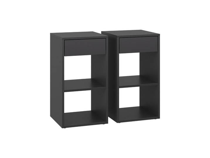 Vicco Nachttisch Dany Anthrazit 2er Set, Holzwerkstoff, 1 Fächer, 1 Schubladen, Rechteckig, 35x65x35 cm, Schlafzimmer, Nachttische