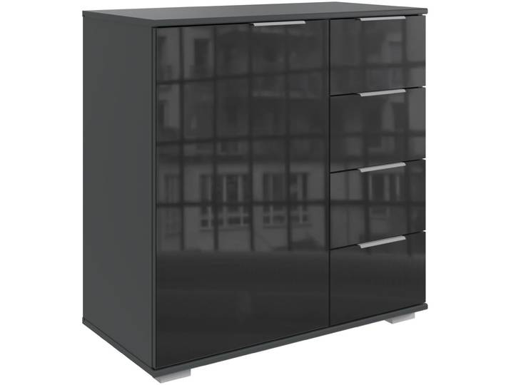 Kombikommode WIMEX Easy , grau (graphit, schwarzglas), B:82cm H:83cm T:41cm, Sideboards, Kombikommode