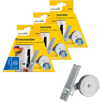 Einlass-Gurtwickler SCHELLENBERG "für das Rollladensystem Maxi, Lochabstand 10,5 cm, Unterputz-Montage", silber (silberfarben), B:50cm, Gurtwickler, für Rollladengurte mit 23 mm Breite