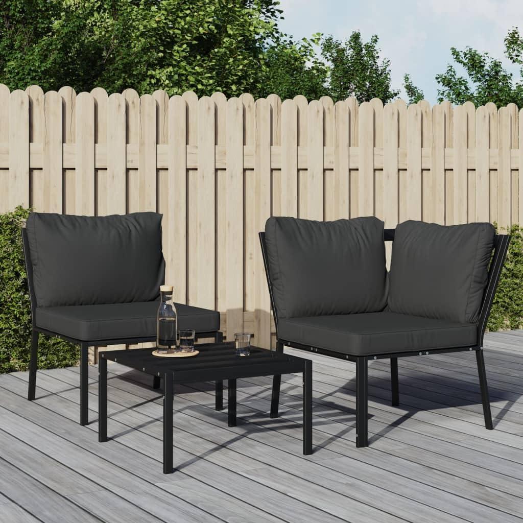 Gartenstuhl mit grauen Kissen, 76x76x79 cm, Stahlgestell mit Pulverbeschichtung, Outdoor-Sitzmöbel für die Terrasse, bequeme Polsterung, modulares Design und stabile Gartenlounge