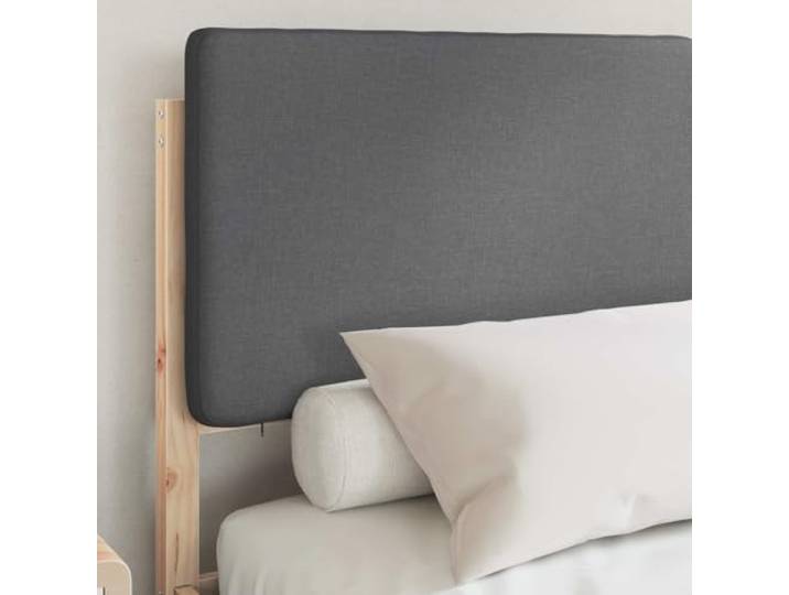 KTHLBRH Kingsize-Bett, 160 x 200 cm, Dunkelgrau Massives Kiefernholz, gepolstertes Kopfteil, kein Boxspringen erforderlich, einfach zu montieren