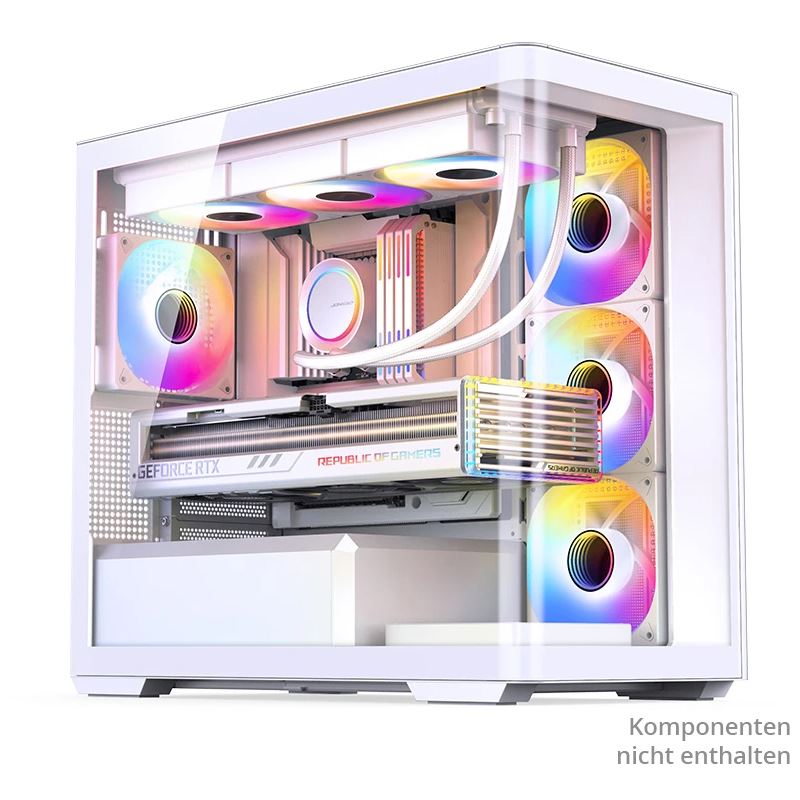 Jonsbo D300 Midi-Tower, 270 Grad, Tempered Glass - weiß