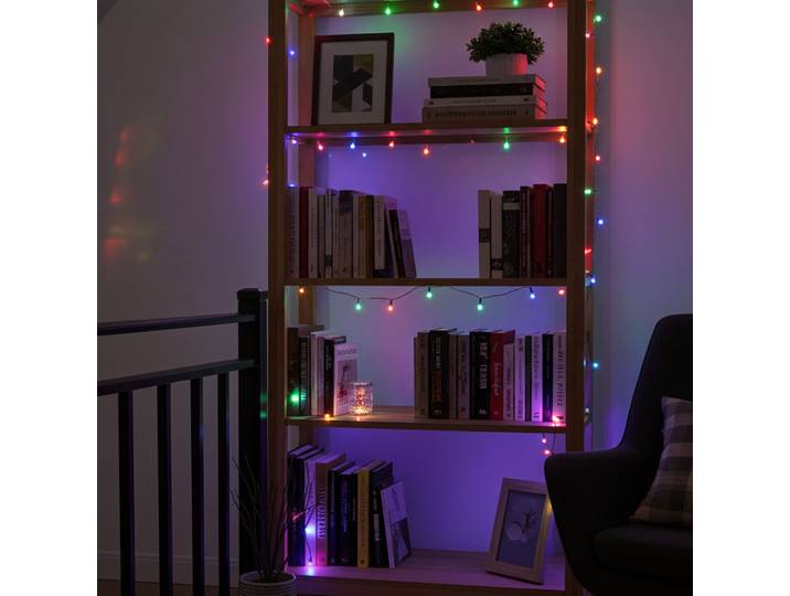 Lichterkette multicolor, ca. 2,9m, für Innen und Aussen, 40 LEDs, Batterie, Timer, IP44