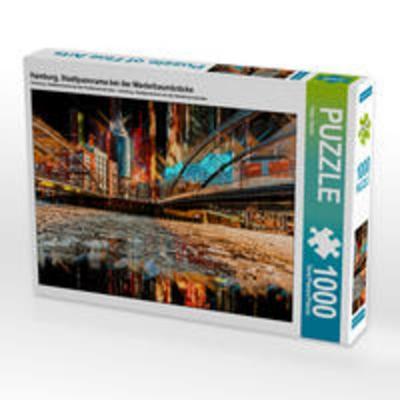 CALVENDO Puzzle Hamburg, Stadtpanorama bei der Niederbaumbrücke | 1000 Teile Lege-Größe 64x48cm Foto-Puzzle für glückliche Stunden