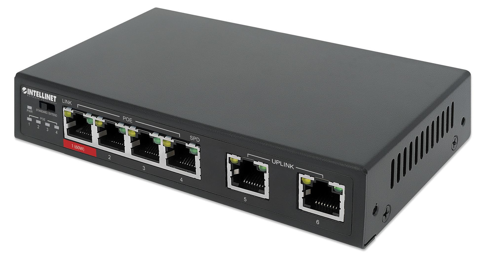 Intellinet 6-poorts Fast Ethernet switch met 4 PoE-poorten