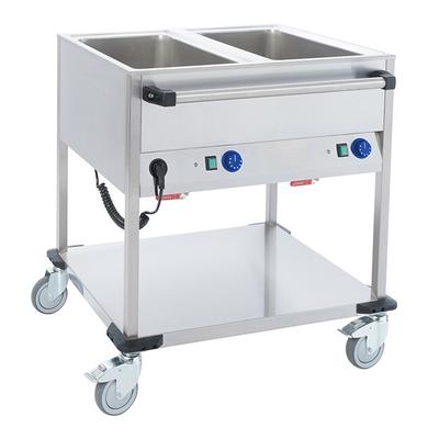 Mobiltherm BW2L, Fahrbarer Speisenausgabewagen, Edelstahlausführung, 2 GN, 850 x 700 x 900 mm