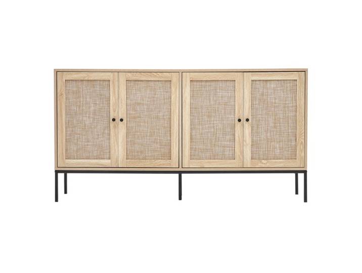 Armoire - DUOKU - 4 Portes Magnétiques - Étagères Réglables - Finition Naturelle - 59 in