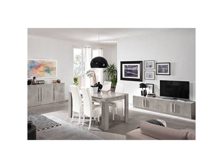 CLARK - Ensemble Salon Séjour Effet Marbre Meuble TV + Buffet + Table 190cm
