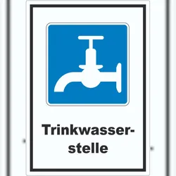 HB-Druck Trinkwasser Symbol und Text Aufkleber A7 (74x105mm)