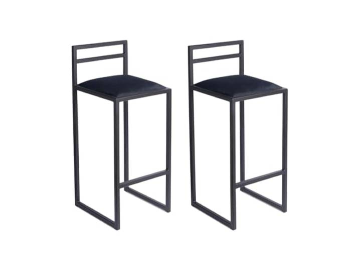 Ferro Barhocker 2er Set mit Lehne 95 cm - Velour Schwarz, Gestell Schwarz Gepolsterter Sitz komfortabel für Küche, Hausbar und Essbereich, modernes Loft-Design für den täglichen Gebrauch