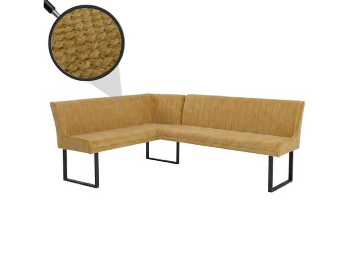 Mendler Eckbank HWC-O82, Chenille Metall, 159x210cm - senfgelb Esszimmerbank, Bank, Stoff/Textil (310g/m²)