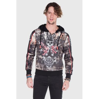 Kapuzenpullover CIPO & BAXX "Sweatshirt", Herren, Gr. XL, schwarz, 100% Baumwolle, bedruckt, regular fit, Pullover Kapuzenpullover, mit coolem Allover-Print