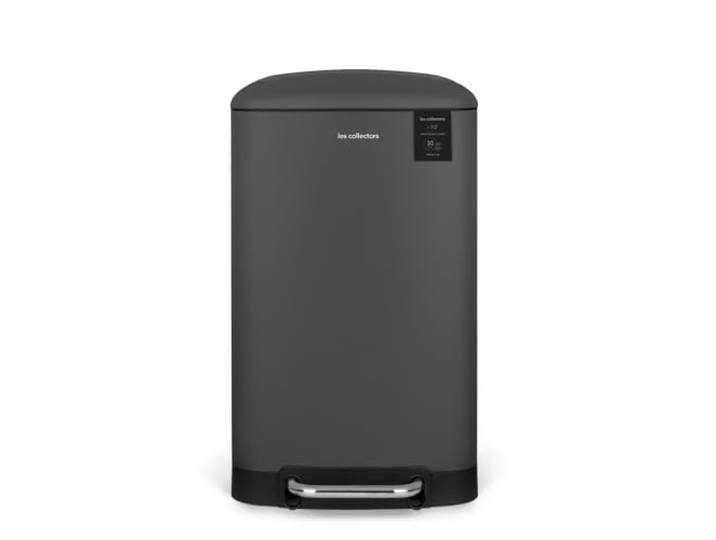 Les Collectors Mülleimer N°731, 30 L, passend für 30–50-Liter-Säcke, Küchen-Tretabfalleimer Edelstahl, Fassungsvermögen, herausnehmbarer Inneneimer, elegantes Design, mattes Finish, Anthrazitgrau