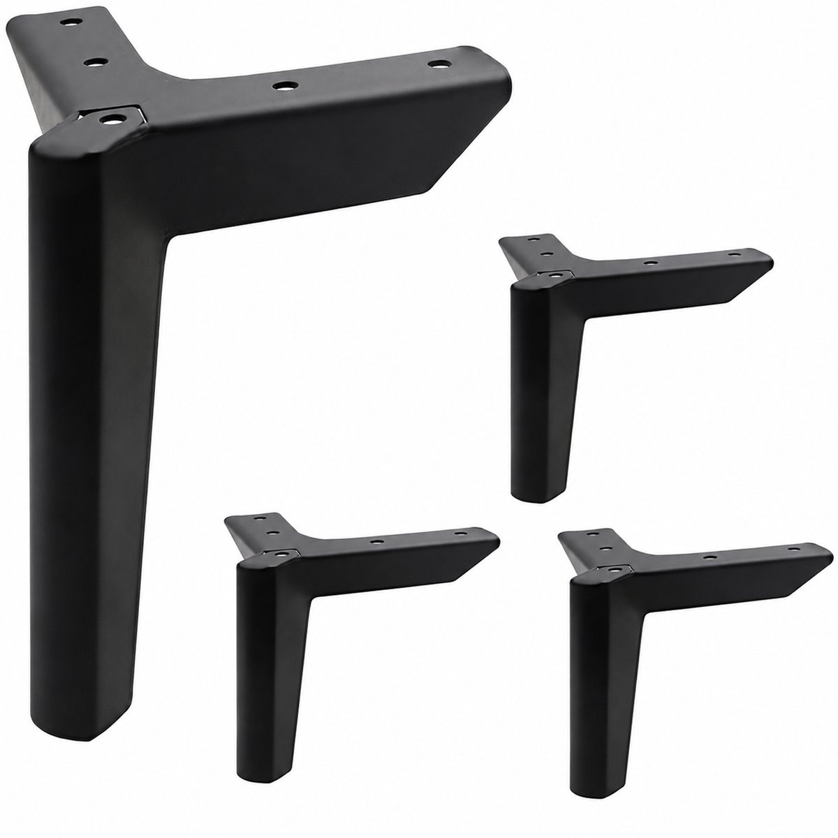 JustValue Meubelpoten Set van 4 - Driehoek Design - Zwart Gepoedercoat Staal - 10,2 cm