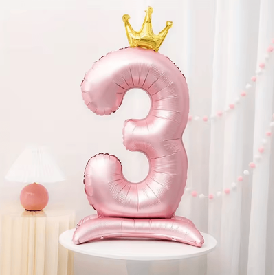 Elegant 40 Inch Number Balloons Princess Birthday Balloons With Pink Crown Balloons For Party Decoration 3