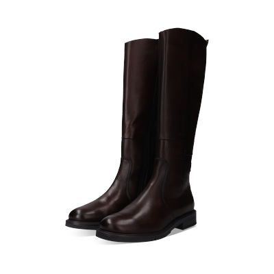 Stiefel SALAMANDER "Bebra", Damen, Gr. 38, Textil, braun (dunkelbraun), Nappaleder, Schuhe Stiefel, Langschaftstiefel mit Stretch und Reißverschluss