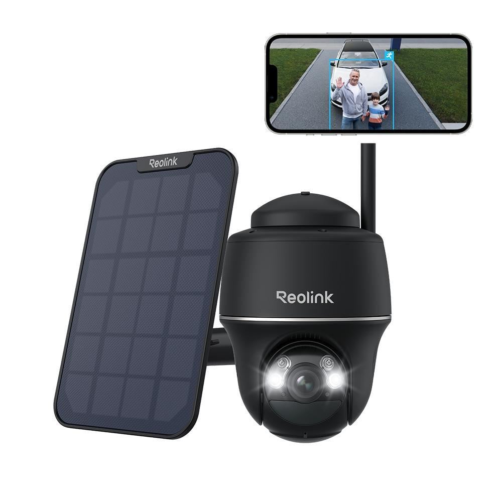 Reolink 2K+ 5MP bewakingscamera met batterij en zonnepaneel, Pan- en kantelfunctie, Kleurenweergave bij nacht, IP64-bescherming, Zwart