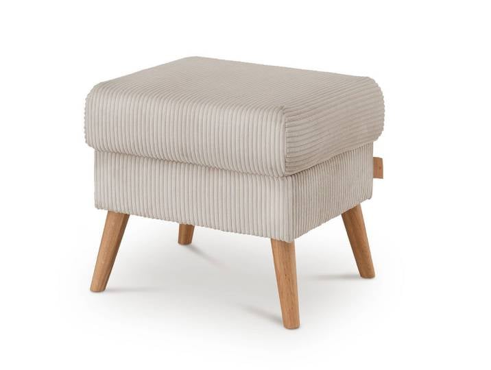 Polsterhocker 'Monaco' Wildeiche Stoff Cord creme